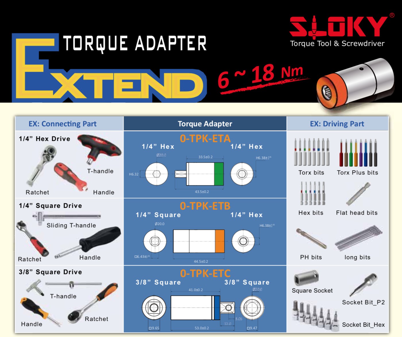 Expend Adapter_tsd12 | Torque Screwdrivers & Sets | Sloky Official 