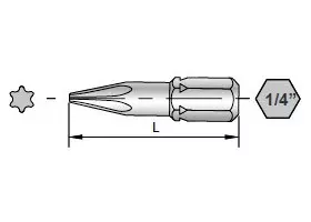 แบบภาพขนาดของบิต Torx ขนาด 25 มม. สำหรับไขควงโตรค์ Sloky (เครื่องมือกดแรงบิต)
เหมาะสำหรับเครื่องมือตัด CNC ในการเจียระและกลึง