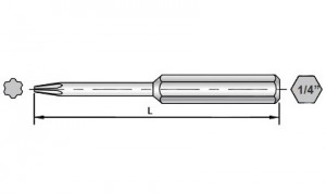 Dimensionale Zeichnungen von 50mm Torx Plus Bits für Sloky Drehmomentschraubendreher (Drehmomentschlüssel). Benutzerfreundlich für CNC-Werkzeuge zum Bearbeiten, Drehen und Fräsen.