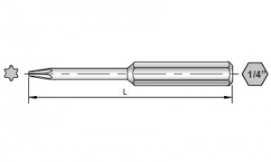 Gambar Dimensional dari Bit Torx 50mm untuk obeng torsi Sloky (kunci torsi). Ramah pengguna untuk alat potong CNC dalam pemesinan, pembubutan, dan penggilingan.