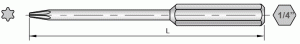 Dimensional Drawings of 75mm Torx Bits for Sloky torque screwdriver (torque wrench).User friendly for CNC cutting tool of machining, turning and milling.