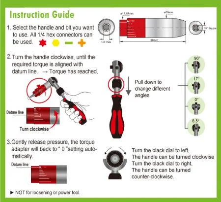 7in1 Multi-Torque Adapter Kit for TORX®, Hexagon, Phillips, and Slotted