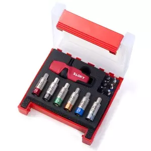 Smart Kit Torque Screwdriver - Smart Kit Sloky torque screwdriver with bits of Hex, Torx and Torx Plus for different Nm torque adapters.
User friendly for CNC cutting tool of machining, turning and milling.