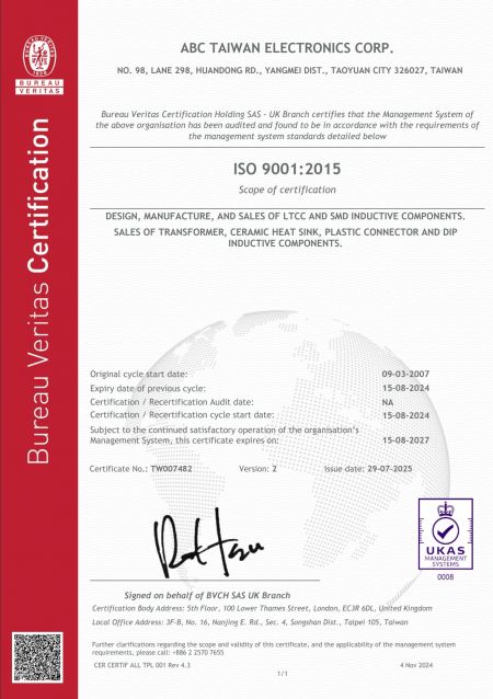 Certificato del Sistema di Gestione della Qualità ISO9001
