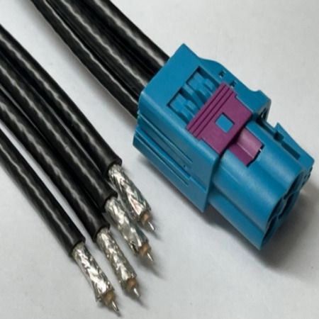 Câble RF Connecteur FAKRA Code Z au dénudage et à l'immersion (L=1200mmx2, 700mmx2 RG174, Couleur : Noir) - Câble coaxial RF
