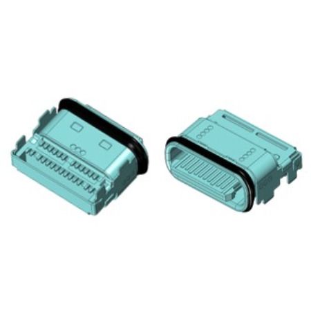 Connecteur Type C, Femelle 24PIN, Type R/A SMT avec coque DIP sur carte (H=3,13mm) - Connecteur Femelle Type C 24P