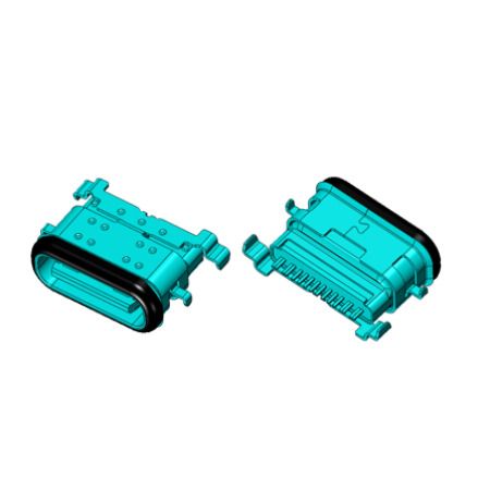 Courant de 5A, tension de 5V, connecteur de type C, femelle 16PIN, type R/A SMT avec boîtier DIP sur carte (CH=0mm) - Connecteur de type C mâle 16P