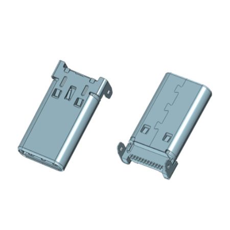 Ток 3A, напряжение 5V, разъем типа C, мужской 12PIN, R/A SMT тип с DIP оболочкой Sink Board (CH=0.25mm) - 12P Мужской разъем типа C
