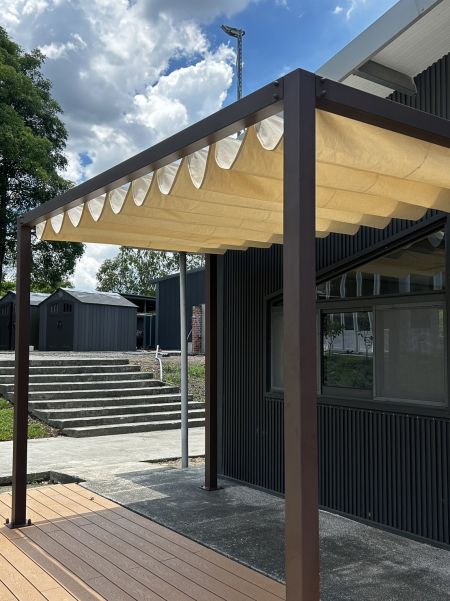 Wave-Shaped Sail Shade for Visitor Rest Area