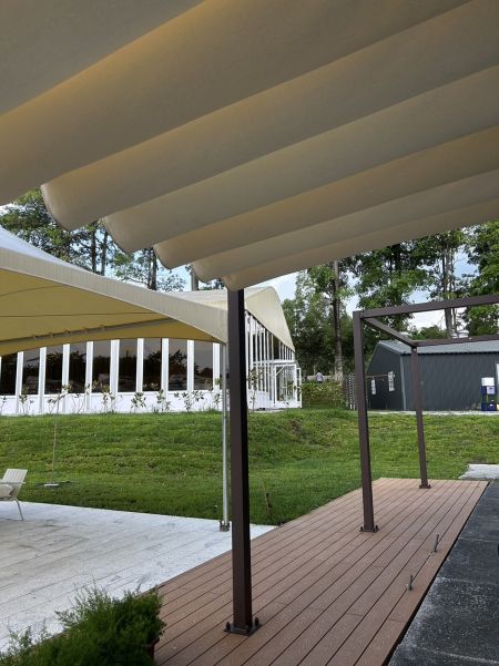 Wave-Shaped Sail Shade for Campground