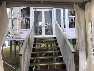 Lightweight Glass Wall Tents with Elevated Deck Systems in Myanmar International Convention Center