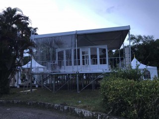 Lightweight Glass Wall Tents with Elevated Deck Systems in Myanmar International Convention Center