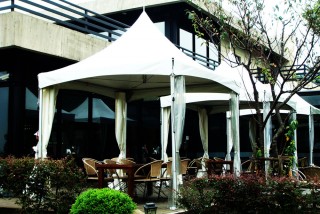 High Peak Cross Cable Tents for Outdoor Restaurant Dining - Covered Outdoor Dining Area