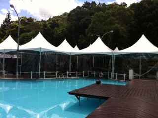 Comfortable Poolside Lounge for Relaxation and Social Gatherings