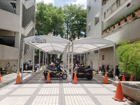 Walkway Tents for Campus Bicycle & Scooter Parking - Campus Scooter Parking Canopy