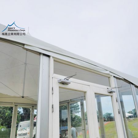 Tente Phoenixx 6M avec parois en verre et câbles croisés