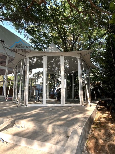 Tenda Gazebo Heksagonal dengan Kabel Silang
