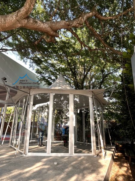 Tenda Gazebo Heksagonal dengan Kabel Silang