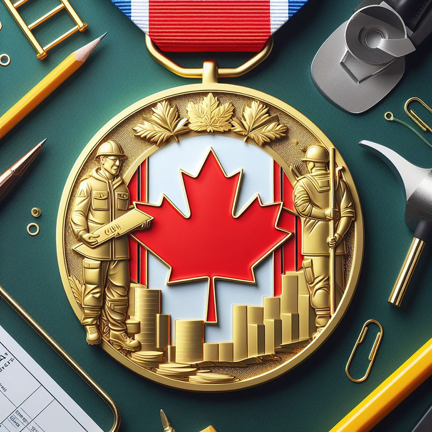 A symbolic representation of a custom Canadian commemorative medal, highlighting quality craftsmanship.