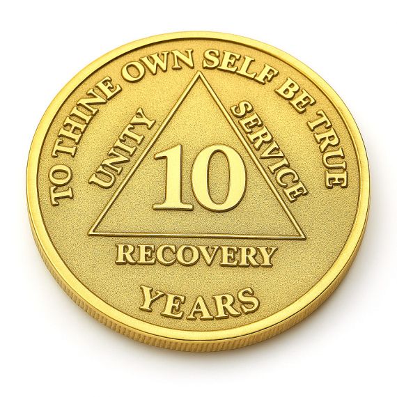 Gold AA 10 years recovery emblem coin