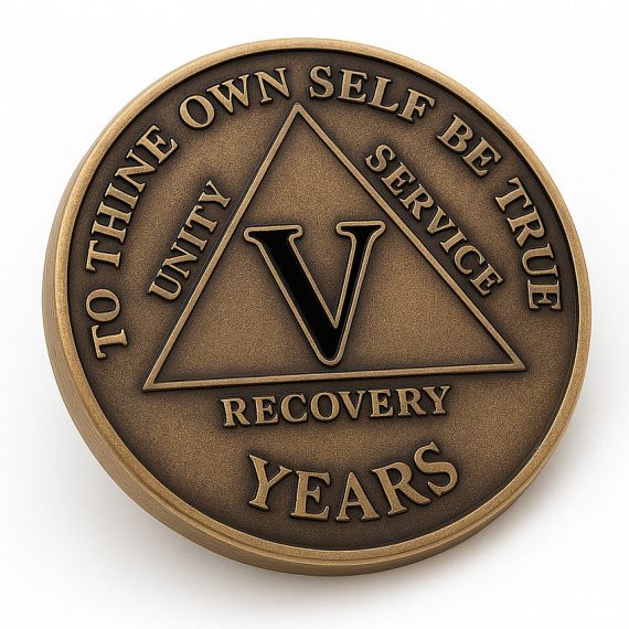 Bronze triangle symbol AA 5 years recovery coin