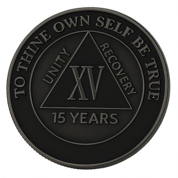 Black souvenir AA 15 years recovery coin