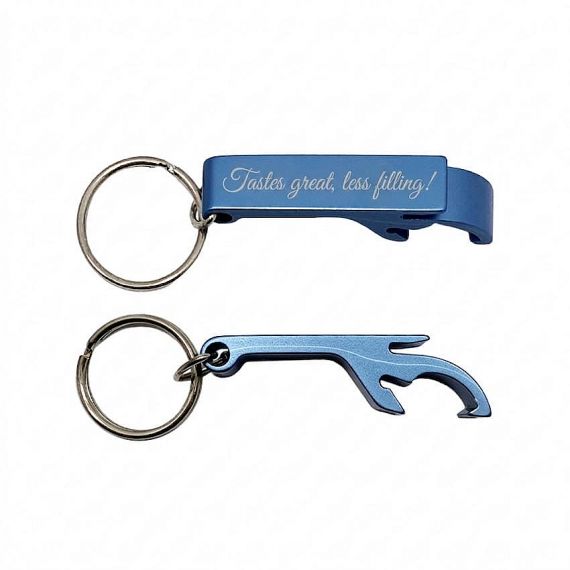 custom logo engraved aluminum bottle opener keychain