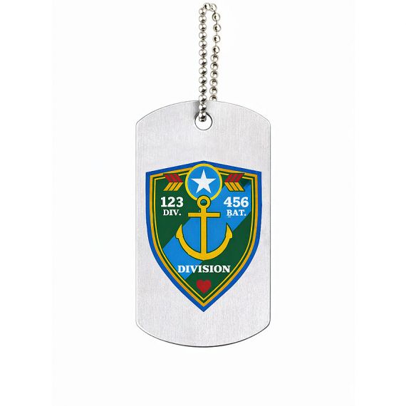 Custom military division shield aluminum dog tag