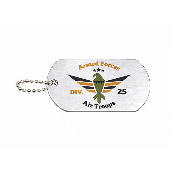 Custom aluminum dog tag with air troops logo