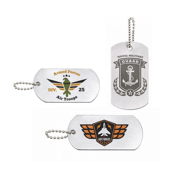 Aluminum Military Dog Tags - Custom military aluminum dog tags with engraved logos