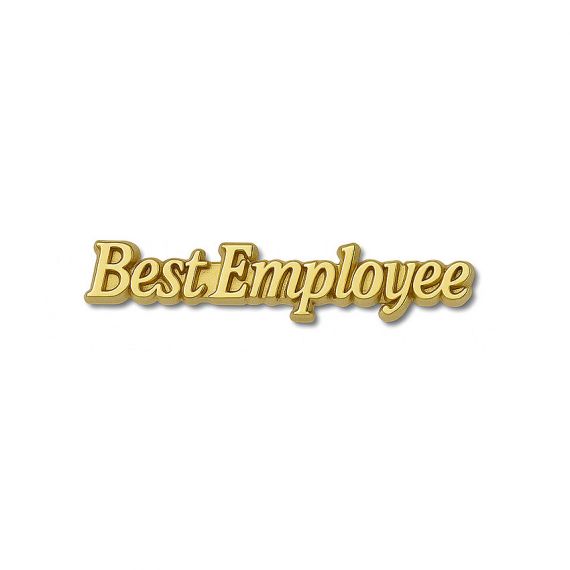 Custom-made 'Best Employee' metal lapel pin with elegant gold plating.