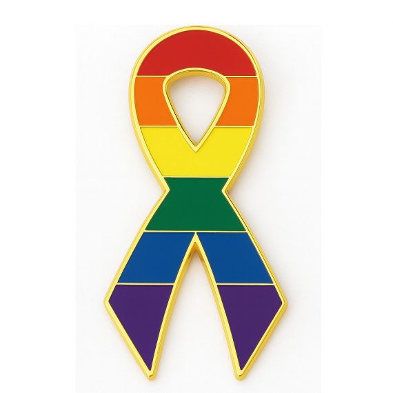 Custom rainbow awareness ribbon pins for gay pride