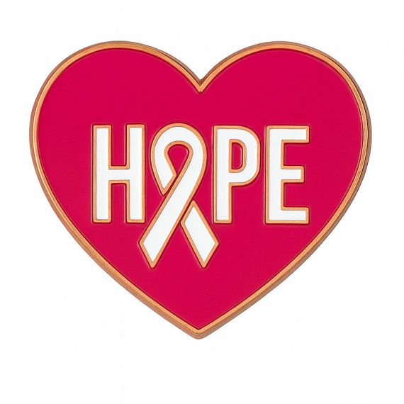 heart shape metal awareness ribbon brooch pins