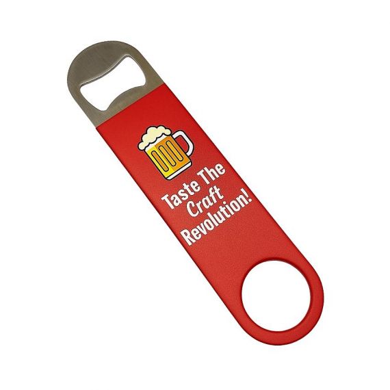 Custom logo printed red stainless steel bar blade bottle opener