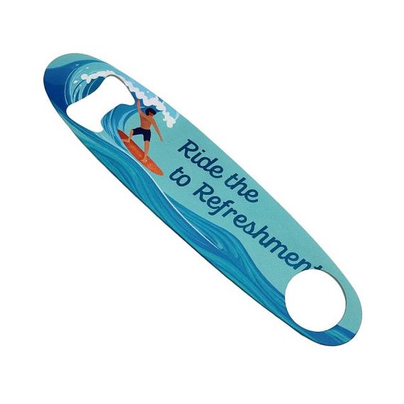 Full-color printed surfboard shape metal speed bar blade opener