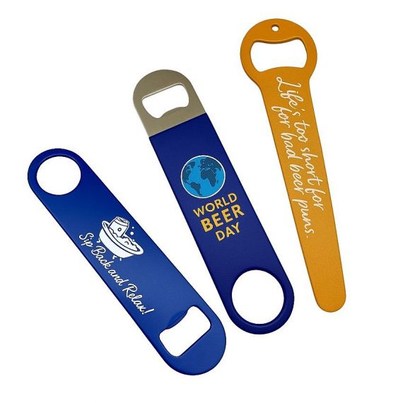 Custom printed bar blade bottle openers for beer giveaway gifts