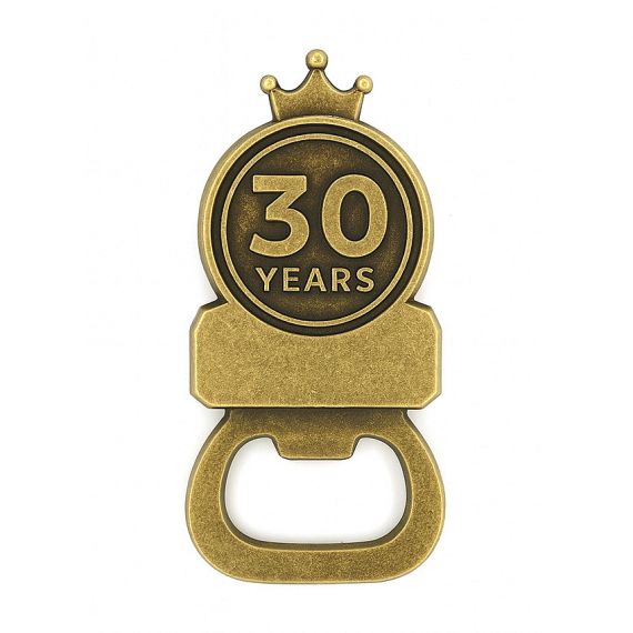 Antique gold metal bottle opener for 30 Years anniversary souvenirs