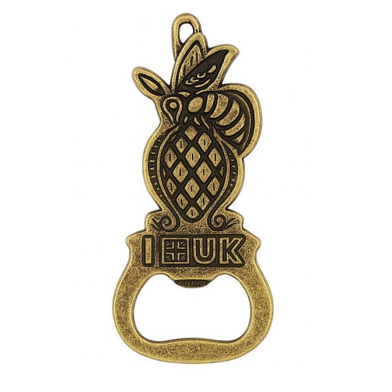 Manchester Bee souvenir metal bottle opener in antique gold finish