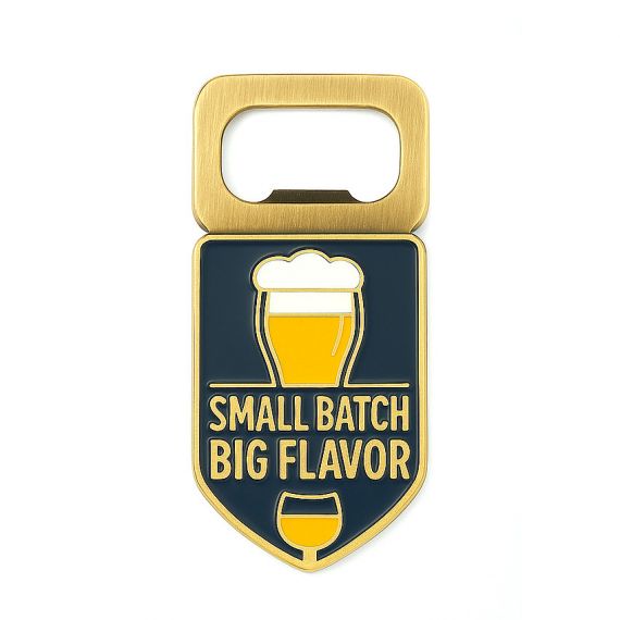 Gold-plated craft metal beer bottle opener with custom logo