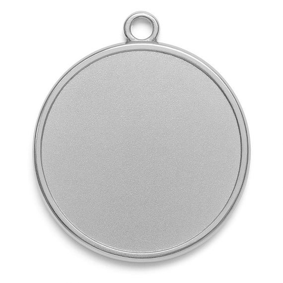 Silver ready-made smooth round border blank award medal