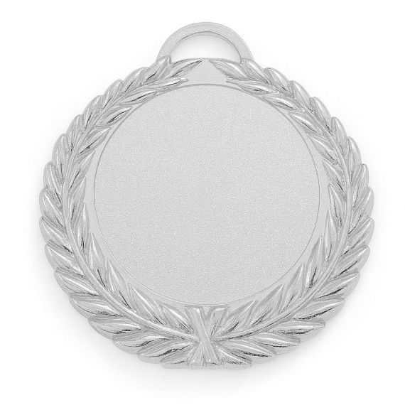 Silver ready-made laurel wreath border blank medal