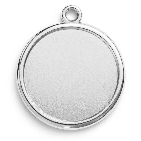 Shiny silver-plated raised rim open-design blank round medal