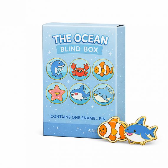 Customized order-made mixed collection of assorted enamel pin blind boxes for retail display
