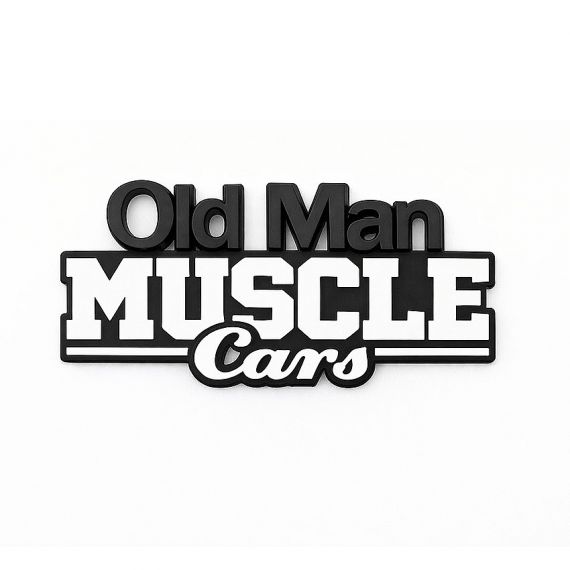 Custom Die-Cast Old Man Muscle Cars Emblem with Matte Black and White Finish