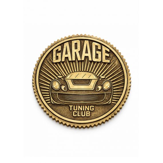 Custom Antique Brass Car Grille Badge with Garage Tuning Club Embossed Logo