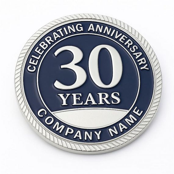 silver 30-year anniversary company commemorative challenge coin