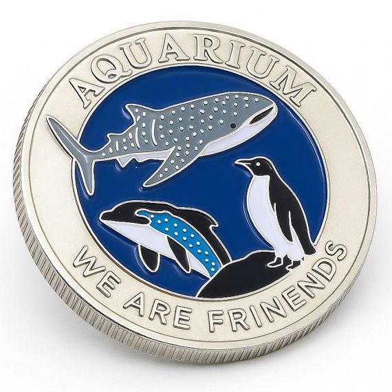 Aquarium metal souvenir coin for kids