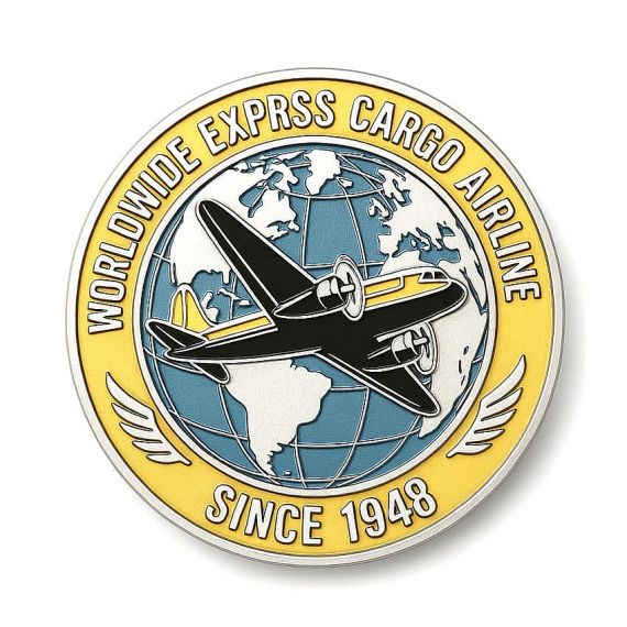 Worldwide cargo airplane airline metal souvenir coin