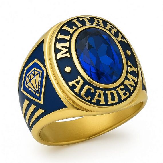 Gold boxing champion ring with red gloves center, black enamel background, and crystal accents