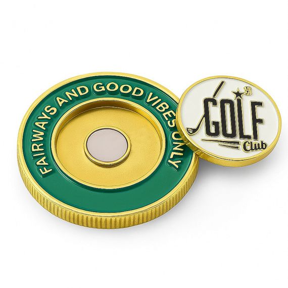 gold metal hard enamel metal challenge coin ball marker